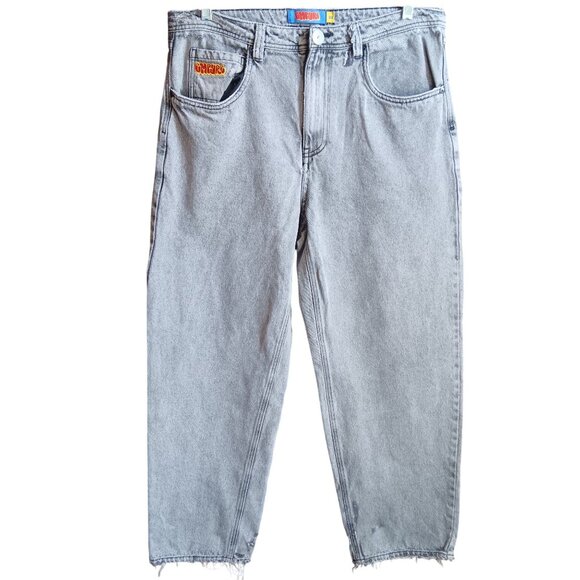 Vintage Y2K Empyre Relax Distressed Gray Denim Jeans Size 33 36x31 Fit - Picture 2 of 11